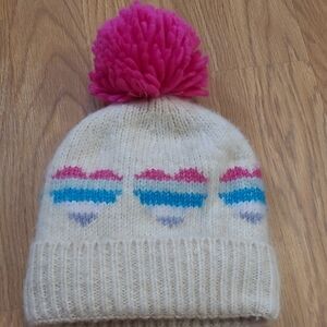 Charming Knit Beanie with Pink Pom-Pom